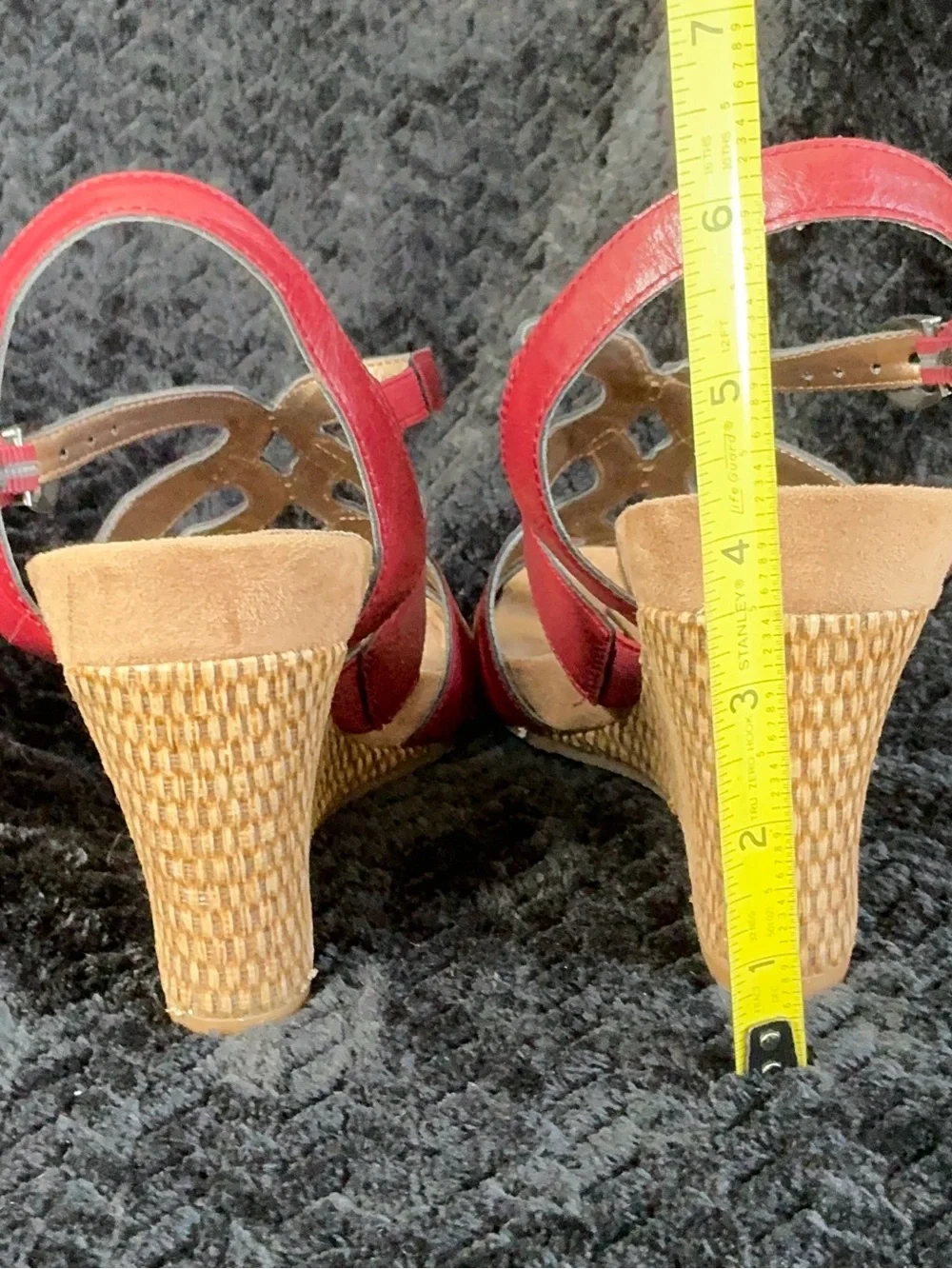 AEROSOLES Red Strappy Wedge Sandals